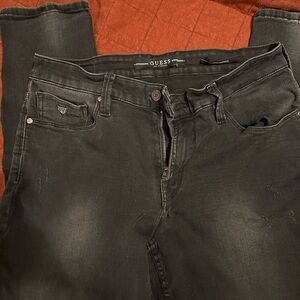 Guess Mens Slim Tapered Fit Distressed Jeans